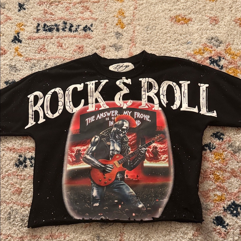 Edgy Rock & Roll Graphic Tee - Black